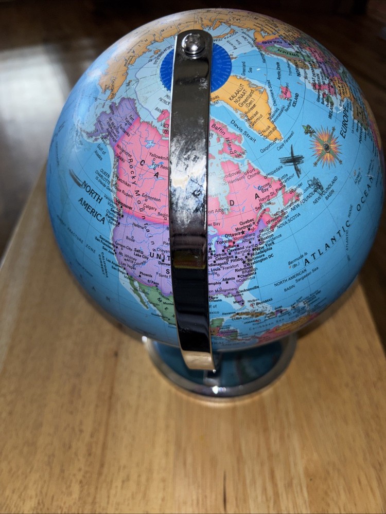 World Map 6" Globe Vintage desktop table decorative globe earth on base