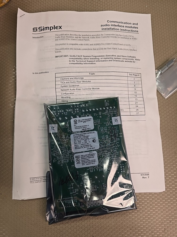 Simplex 4100-0623 Model 742-522 Network Audio Riser Controller Board *NEW*