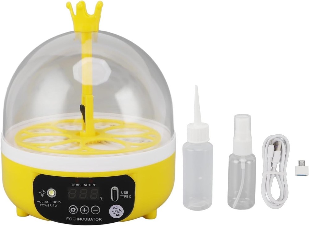 Automatic 4-Egg Mini Incubator with Temperature Control, for Chicken Duck Pig...