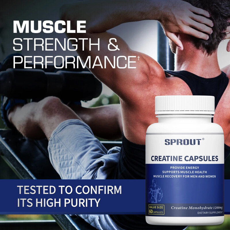 Creatine Monohydrate 60 Capsules - 1200 mg Per Serving