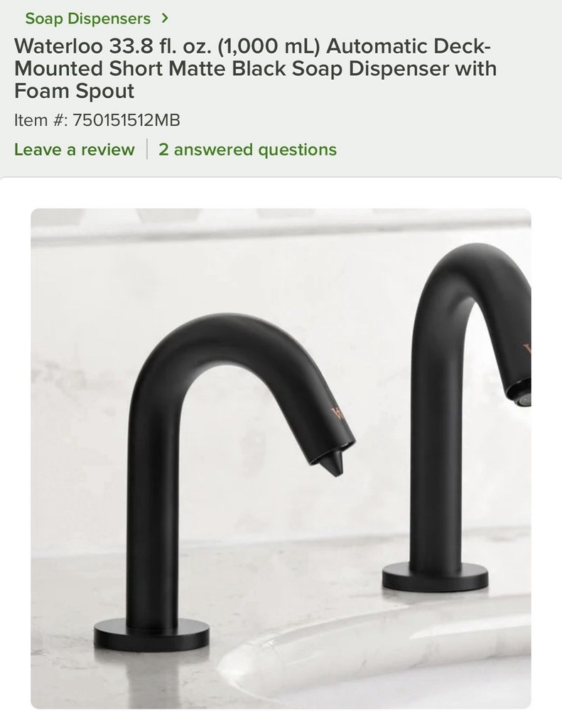 Matte black Waterloo Deck Mounted Automatic Foaming Soap Dispenser
