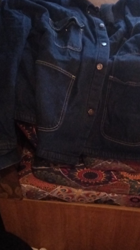 Men's Blue Denim Jacket Button Closure with Pockets Casual Solid Cotton