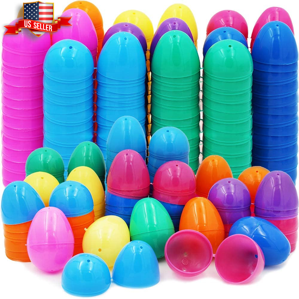 Fillable Easter Eggs with Hinge Bulk Colorful Bright Plastic Easter Eggs, Perfec