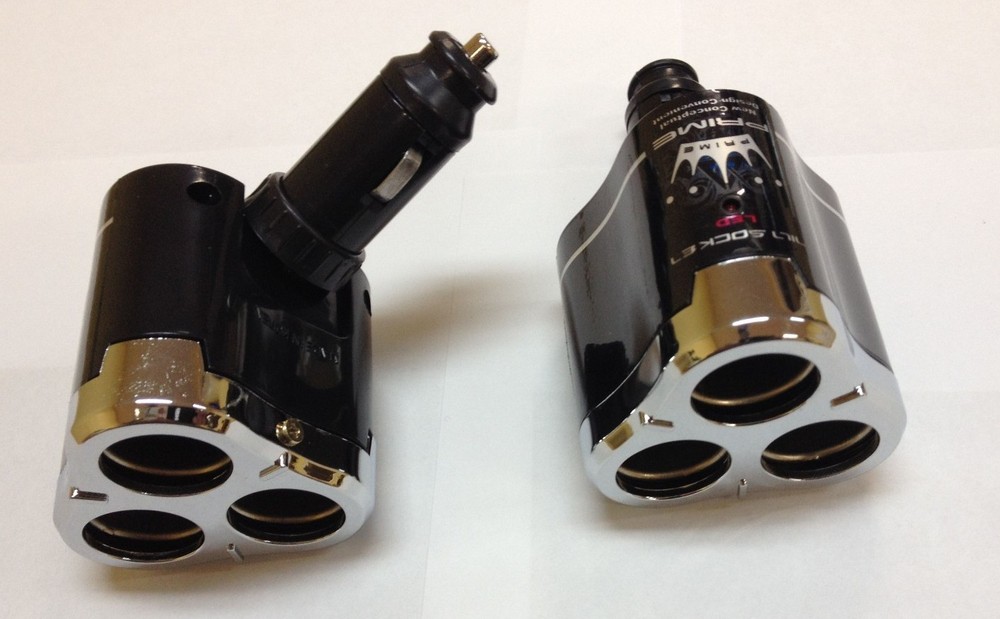 CIGARETTE LIGHTER 3 WAY SOCKETS SPLIT POWER CHARGER LED LIGHT GPS CB-032