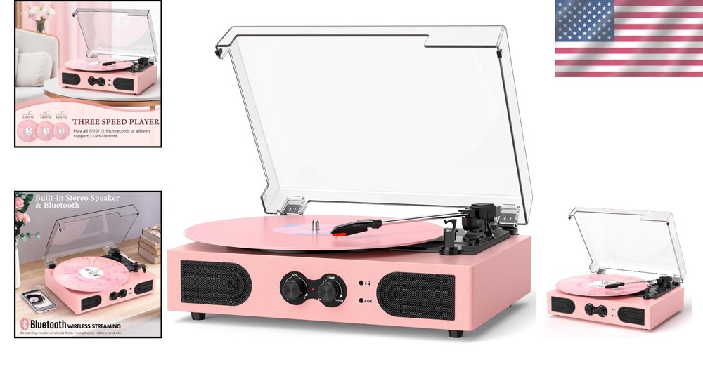 Vinyl Record Player Pink Stylish