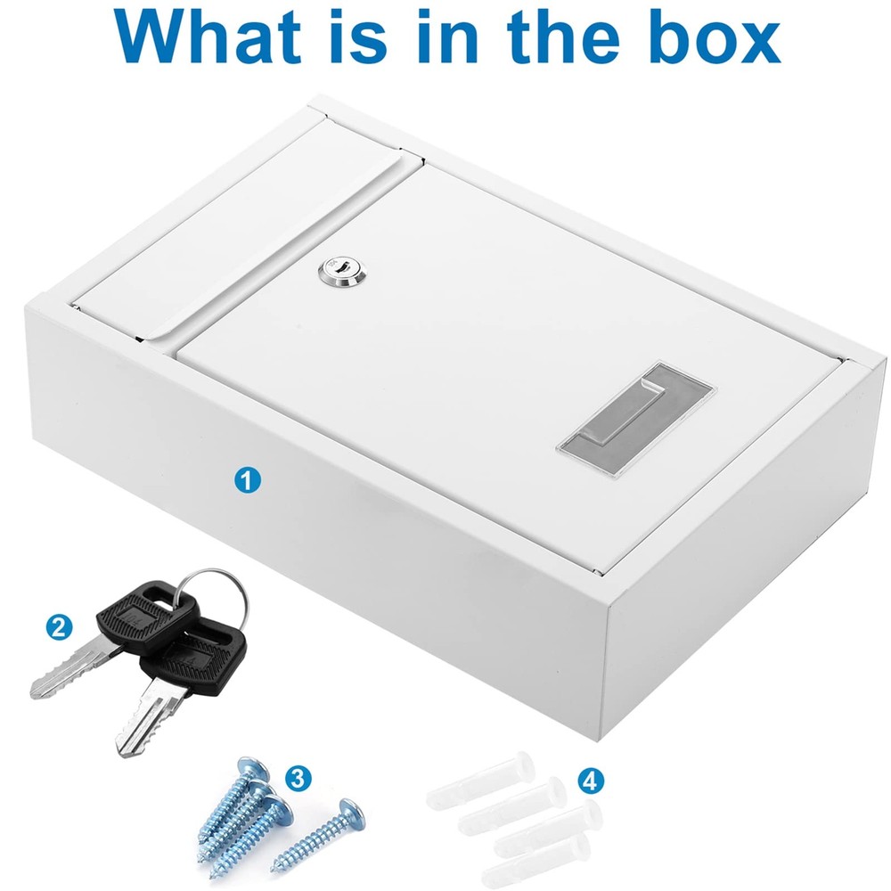 DEAYOU Locking Mailbox Wall Mounted, Drop Box with Key Lock, Weatherproof Secure