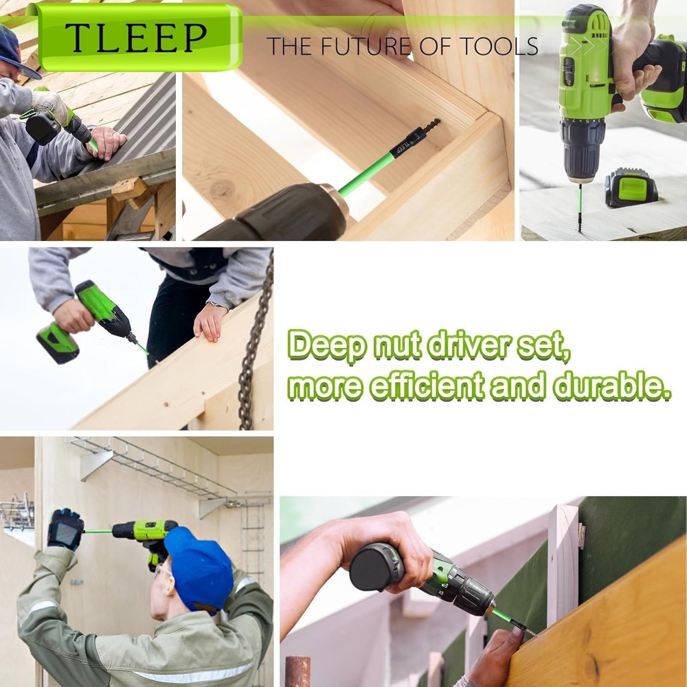 Universal 1/4" Magnetic Power Nut Driver Set - 150mm Length, Durable & Efficient