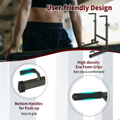 Power Tower Dip Station, Adjustable Height, Heavy Duty, Multi-Function Home Gym