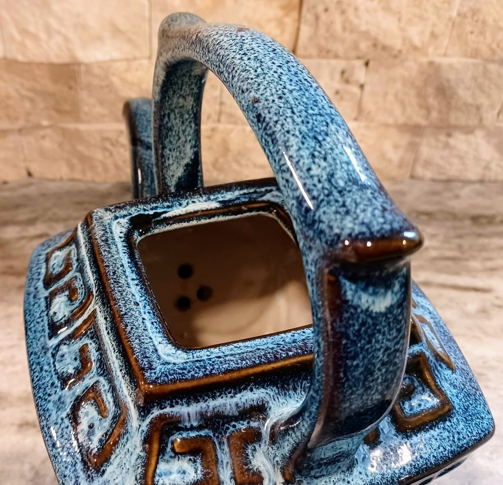 Blue Stoneware Decorative Teapot