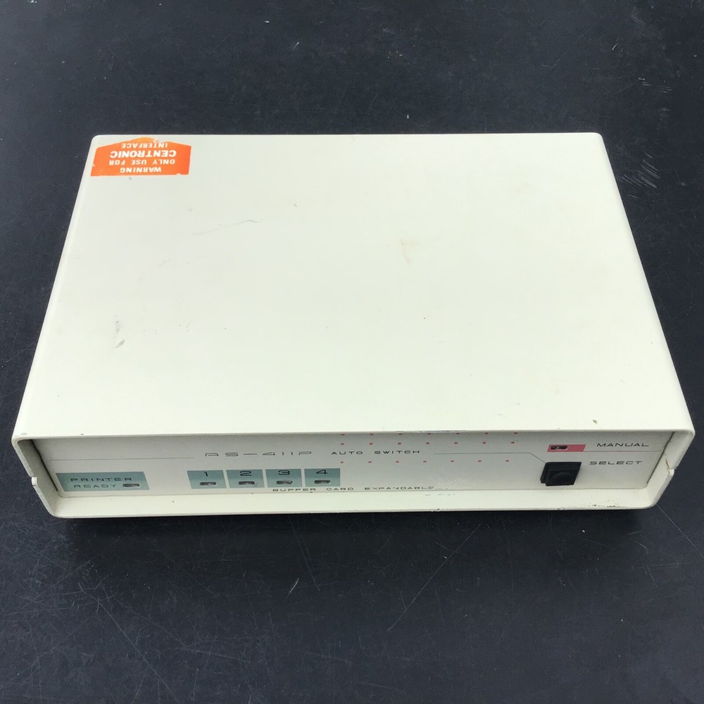 Vintage AS 4112 Computer to Printer Interface Auto Switch 4 Computers-1 Printer