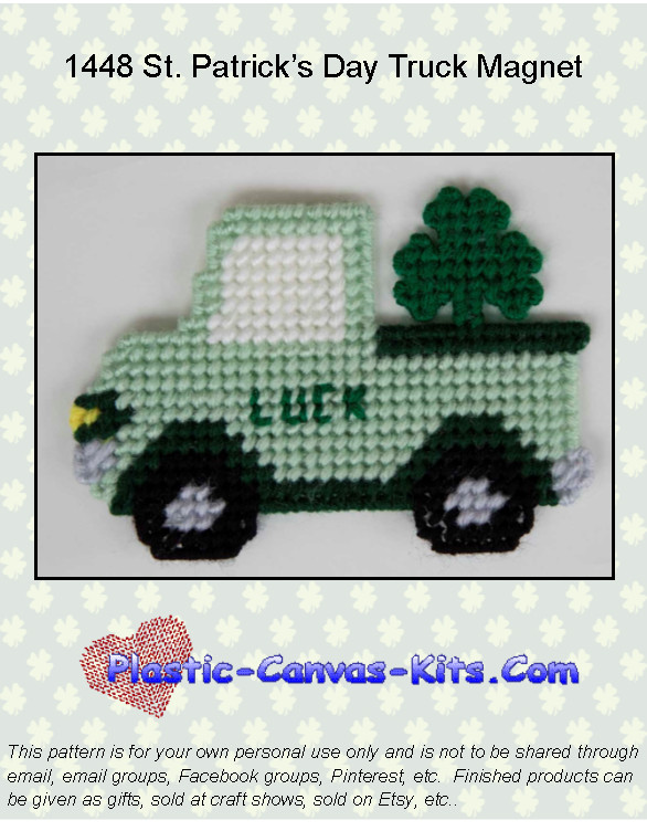 St. Patrick's Day Truck Magnet-Plastic Canvas Pattern/Kit