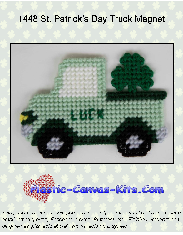 St. Patrick's Day Truck Magnet-Plastic Canvas Pattern/Kit