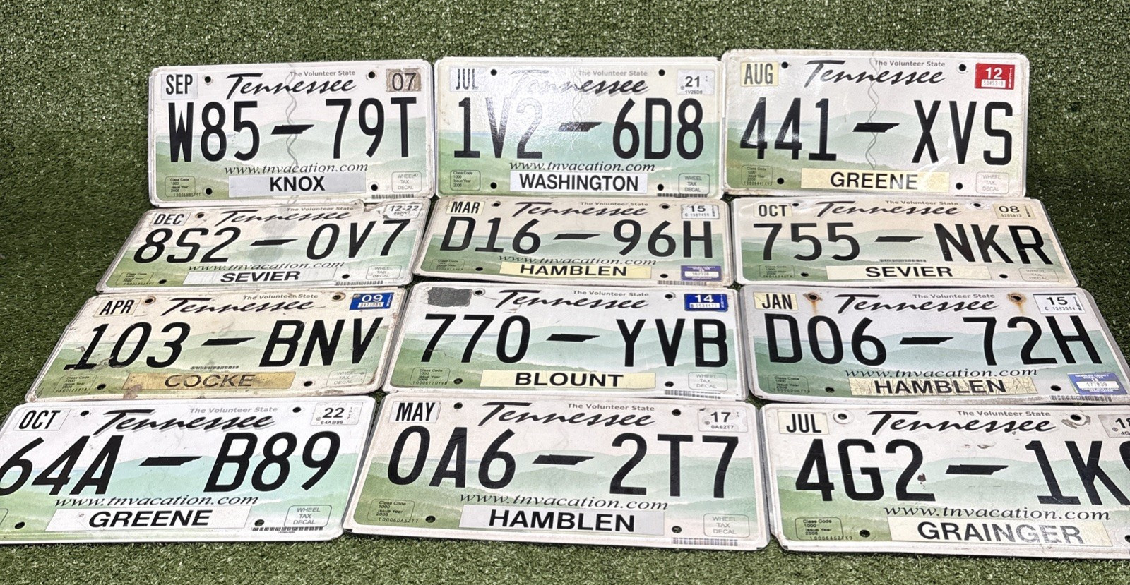 Lot Of 12 Tennessee TN Vacation 2006 License Plates Vintage! Man Cave, Crafts
