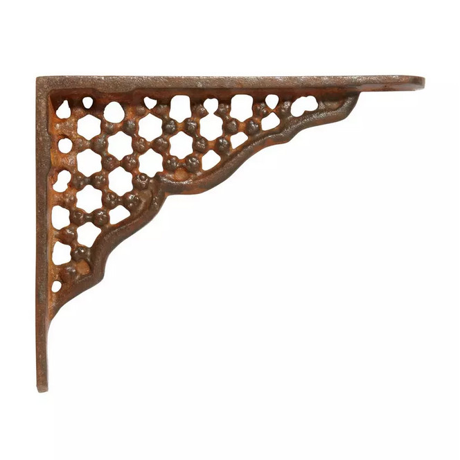 Small Honeycomb Cast Iron Shelf Bracket - Rust