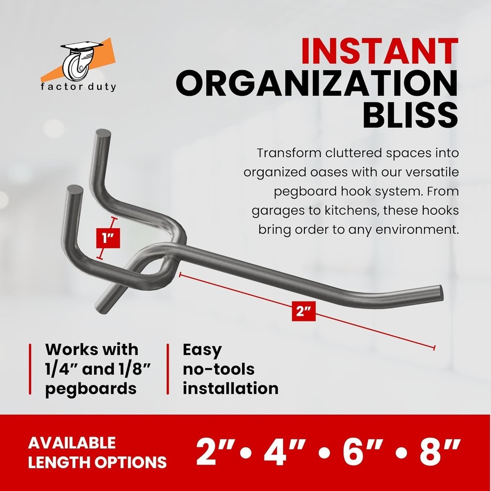 High Quality 2" Pegboard Shelving Hooks 100 Pack