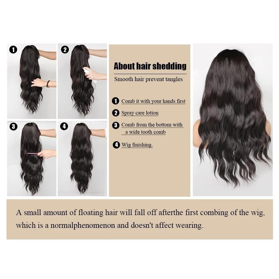 Black Brown Cosplay Wig With Bangs Long Straight Heat Resistant Hair Layered