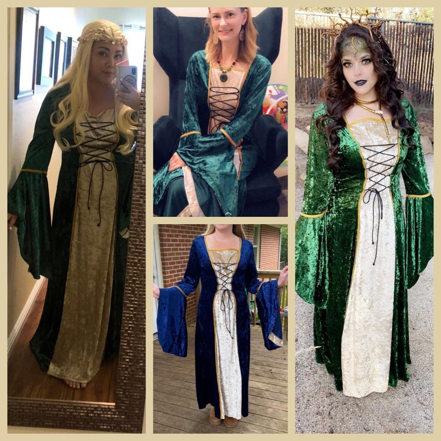 YEAXLUD Womens Renaissance Medieval Costume Dress Lace up Irish Over Long Dre...