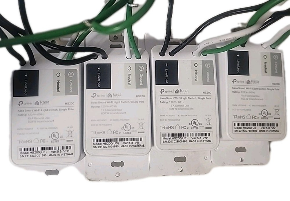 Kasa Smart Light Switch HS200, Single Pole,Neutral Wire Required, 2.4GH 4pcs