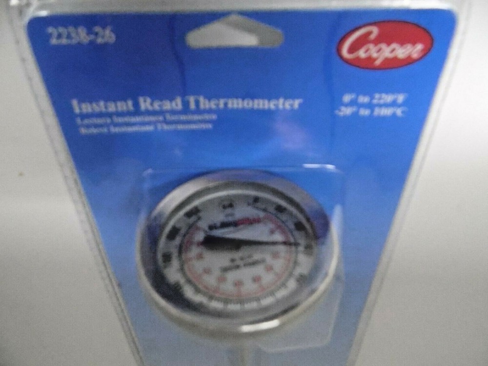 Thermometer Instant Read Cooper 8" Probe Stem Classic Large Round 2"Dial Display