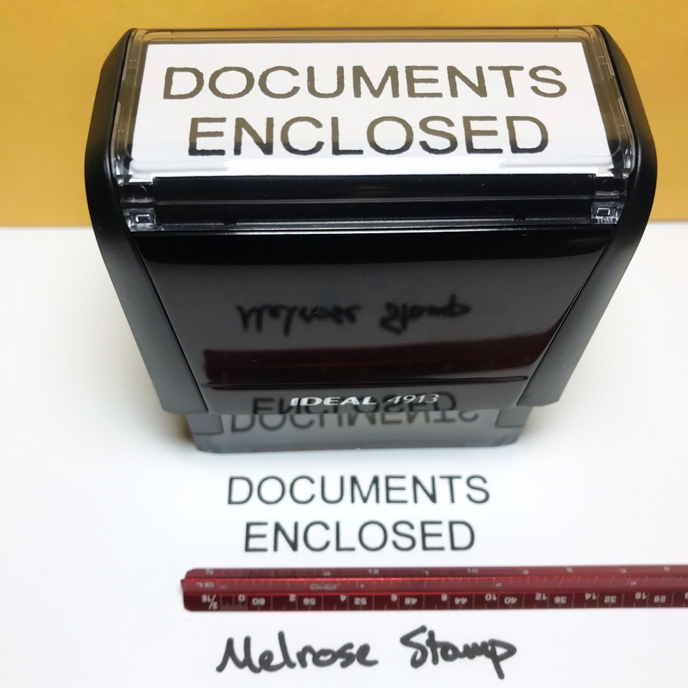 Documents Enclosed Rubber Stamp Self Inking Black Ink Ideal 4913