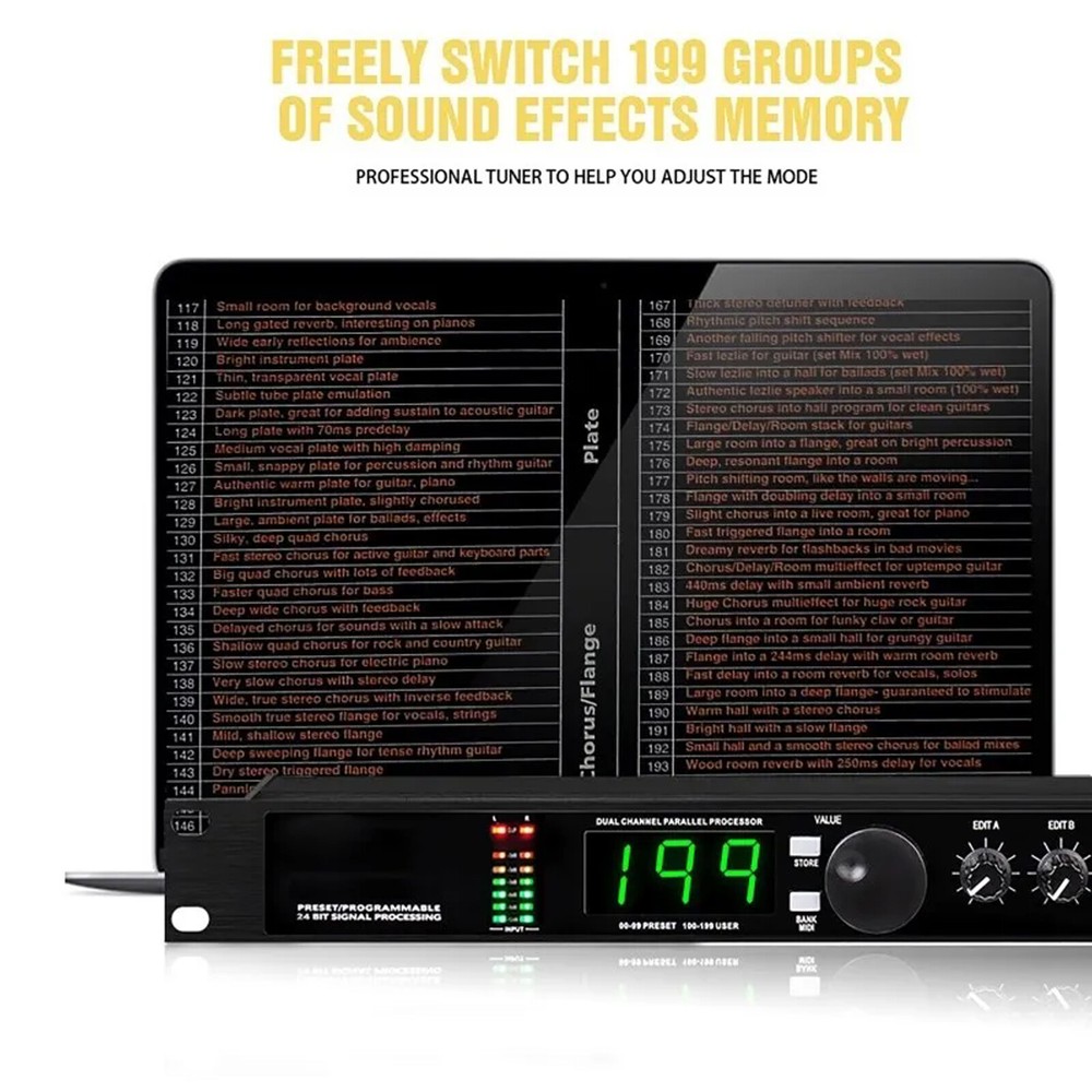 Pro Digital Reverb Multi Effect Dsp Processor Audio Equalizer Vocal Mic