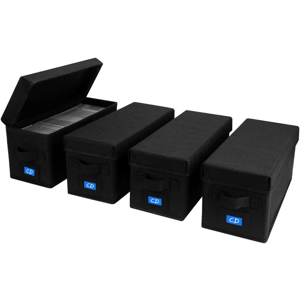 Stylish Stackable CD Organizer with Dust-Proof Lid - Efficient Media Storage