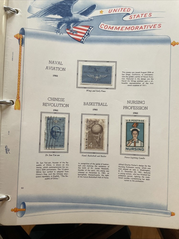 US Commemorative White Ace Album. 1959-1972. 400 Mostly Mint Stamps.