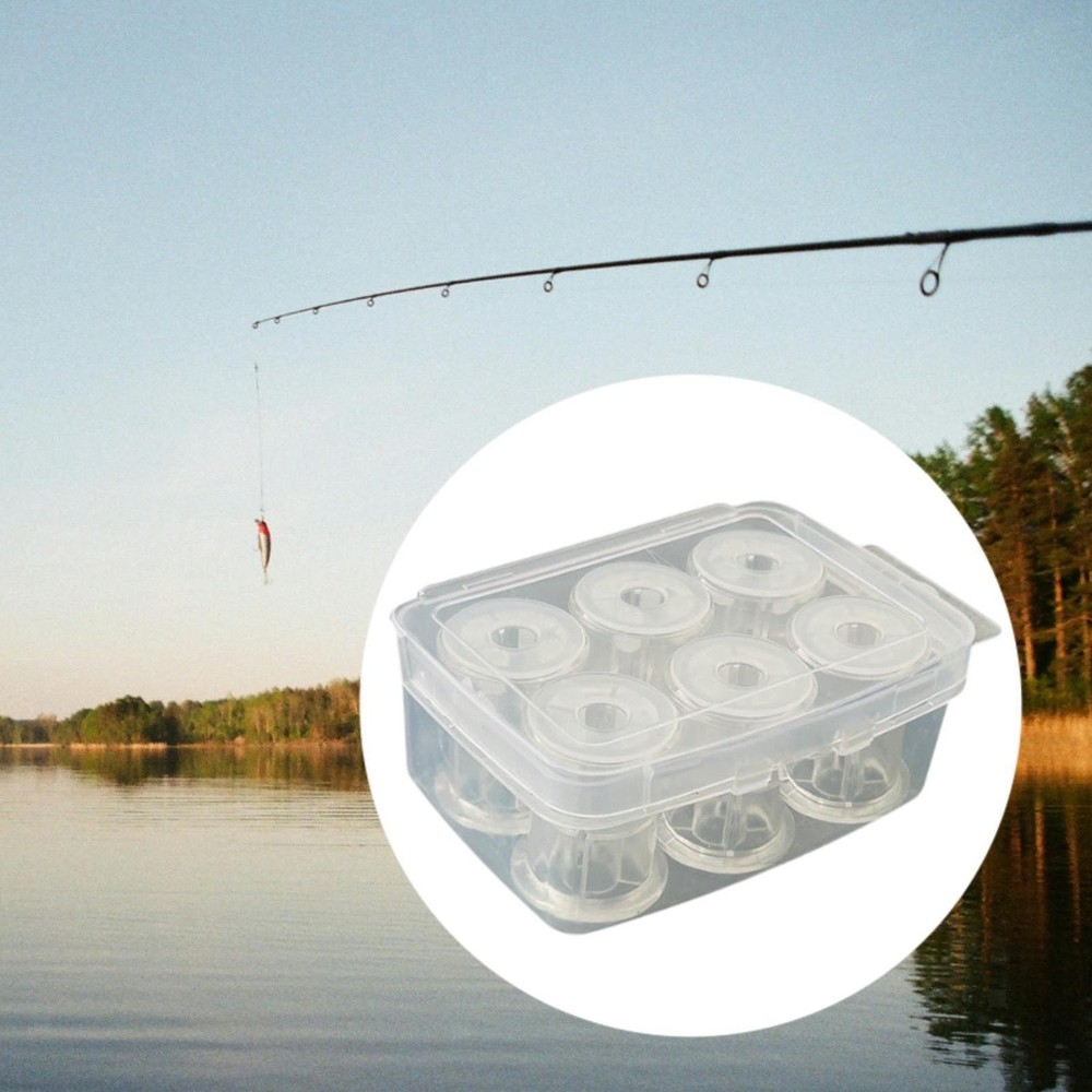 6x Fishing Line Bobbin Spools with Box Standard Size Thread Spool