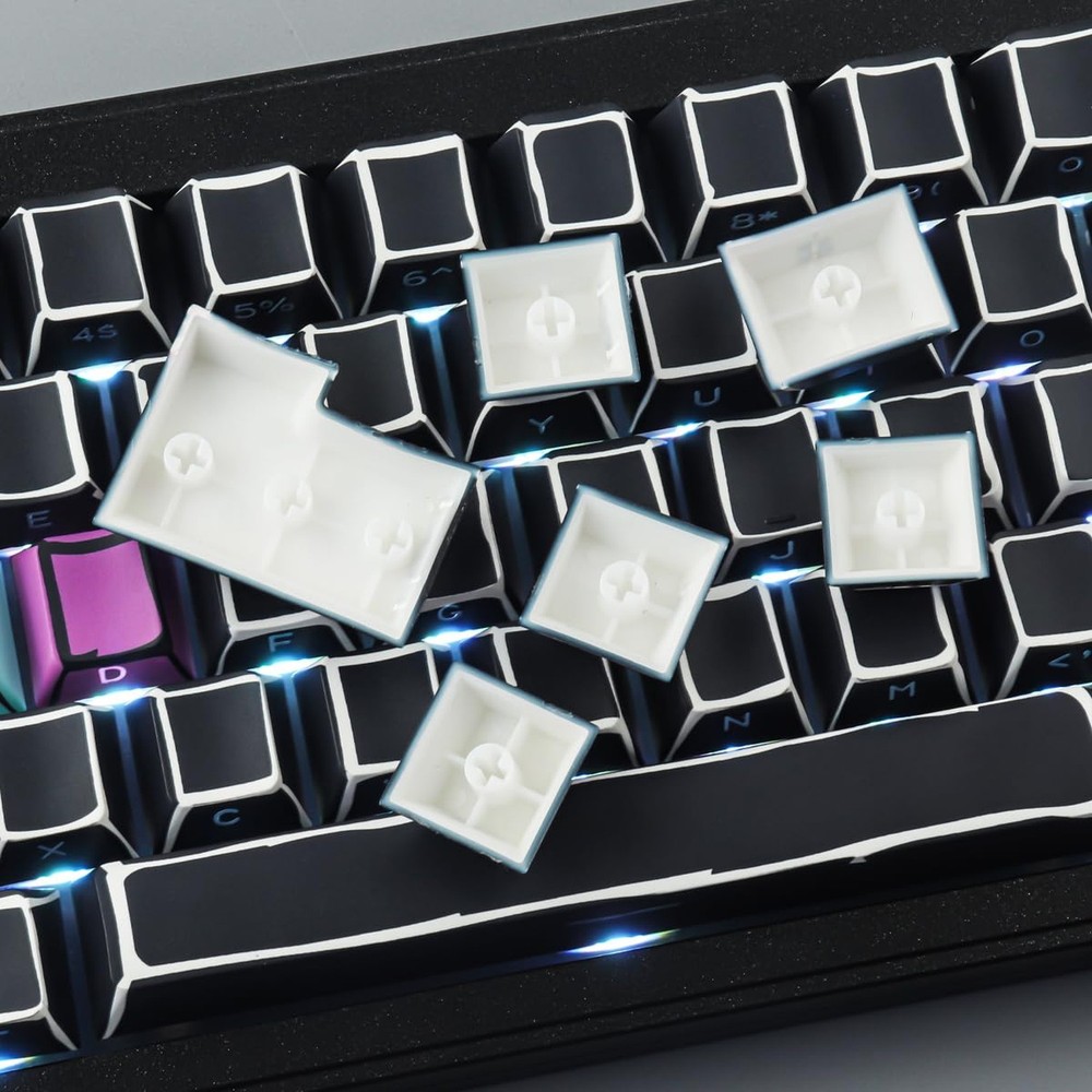 Tsungup Custom Keycaps-Side Print Keycap Set,PBT Shine Through Cool Retro Key...