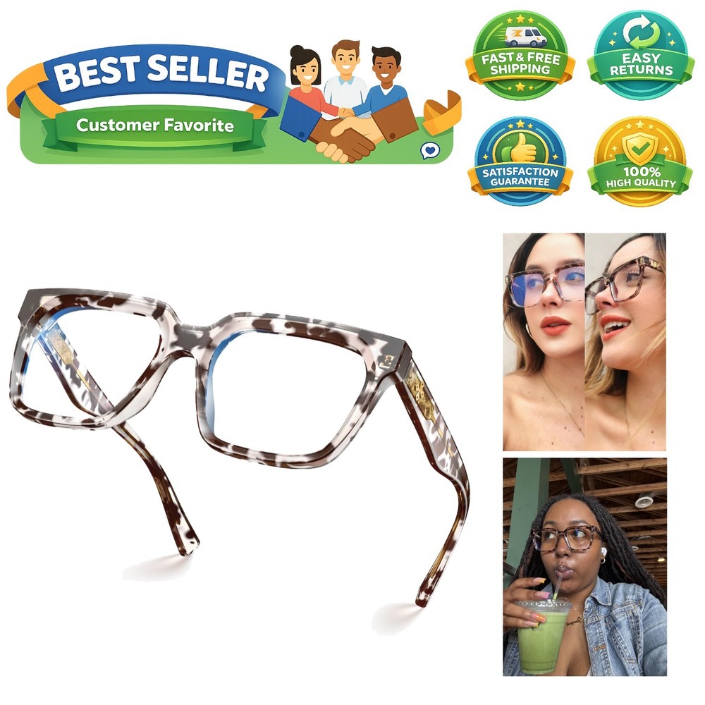 Rectangle TR90 Blue Light Blocking Glasses Computer Eyewear with Preppy Look ...