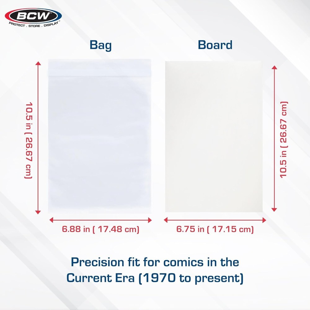 Resealable Current Comic Book Combo Pack | 100 Pack for Acid-Free Backing Boa...