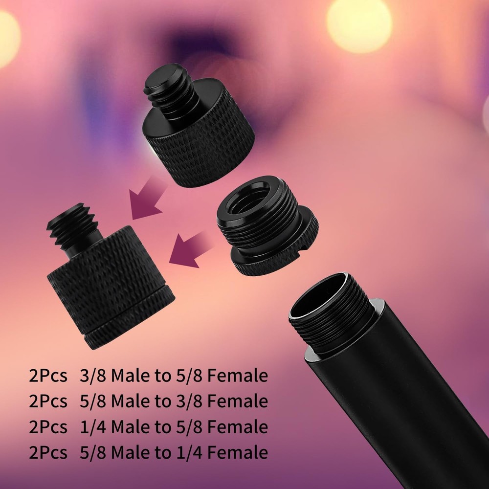 8PCS Mic Stand Adapter, Screw Thread Adapter Mic Thread Adapter for Microphon...