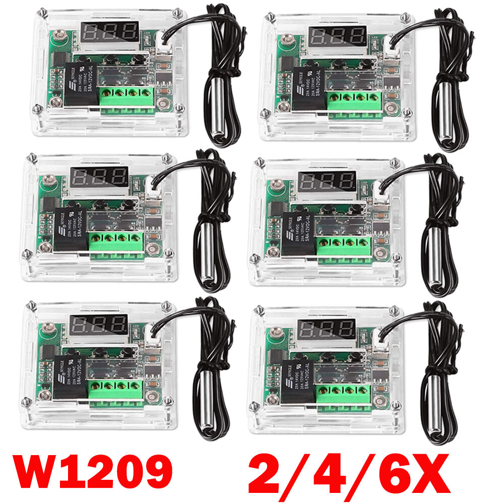 2/4/6X W1209 12V Digital Thermostat Temperature Control Switch Sensor + Case USA
