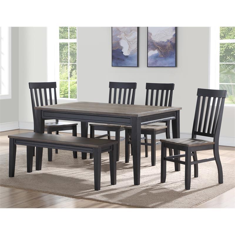 Raven Noir Two-Tone Ebony Back and Driftwood Dining Bench Solid wood