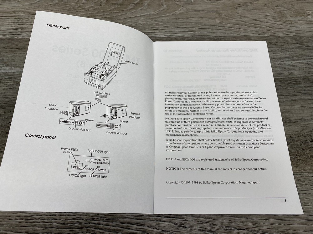 Epson TM-U200 Series Type B Receipt Printer Manual