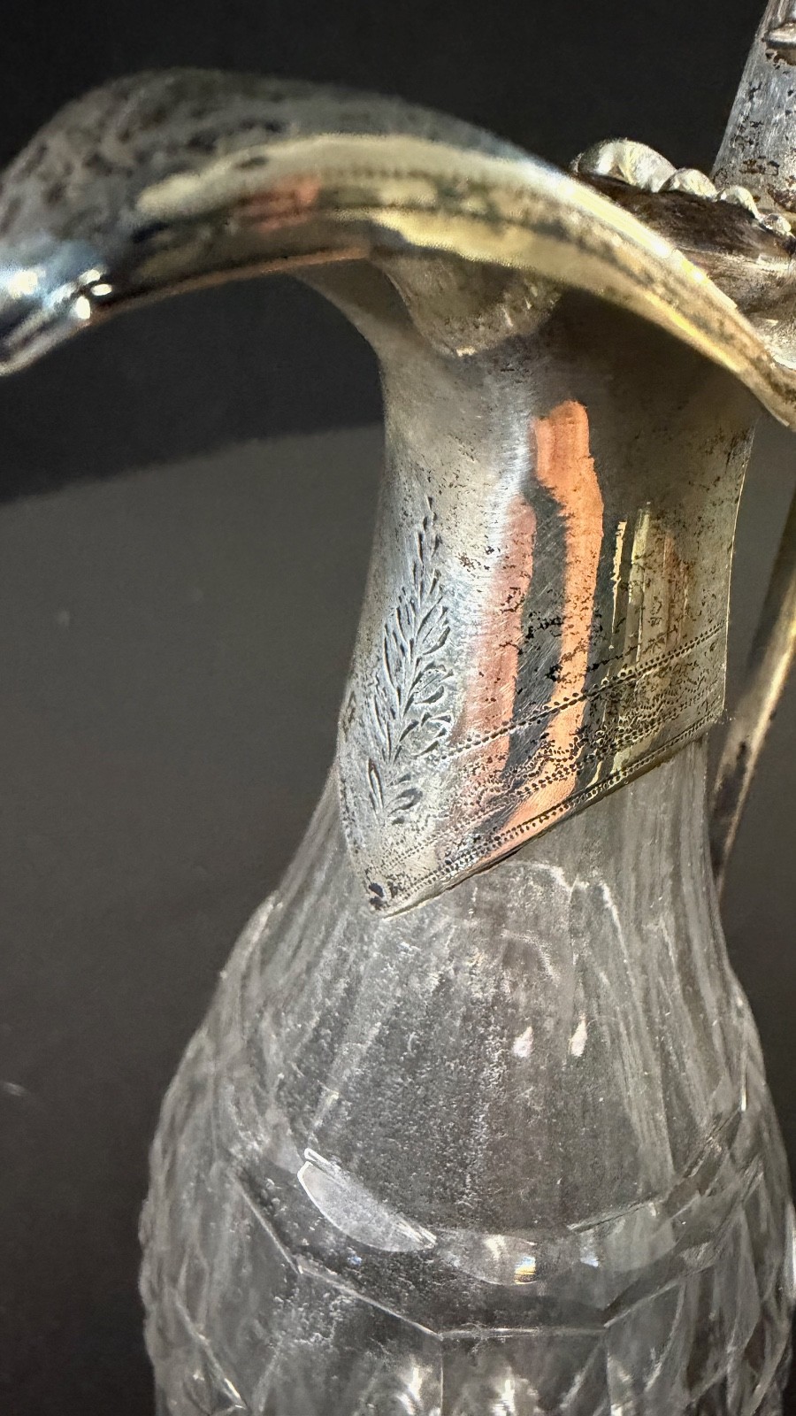 Antique English George III Sterling & Cut Glass Decanter 1800