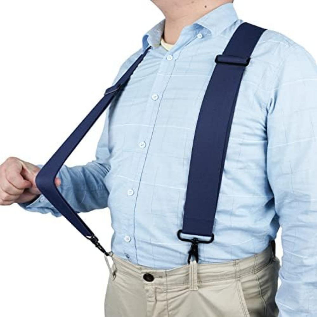 Men’s Heavy Duty Belt Loops X Back 2 Inch Wide Suspenders with 4 Snap Hooks