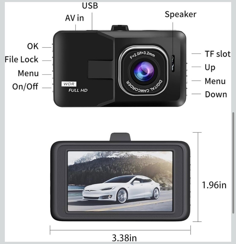 3-inch portable dash cam recorder