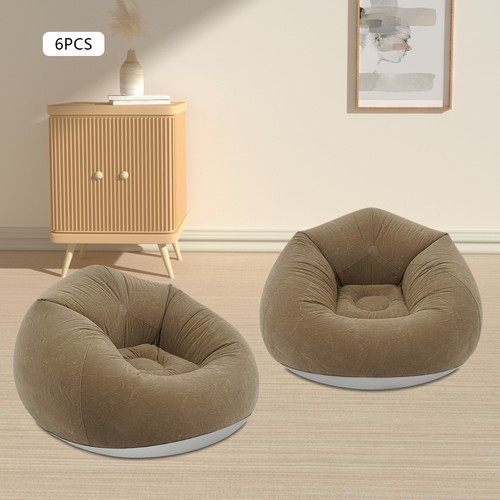6pcs Inflatable Chairs Inflatable Sofa Portable Inflatable Couch Coffee Color