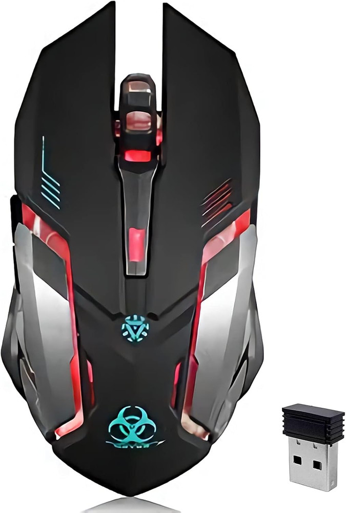 Wireless Mouse, C8 Silent Click Wireless Rechargeable Mouse with Colorful LED L