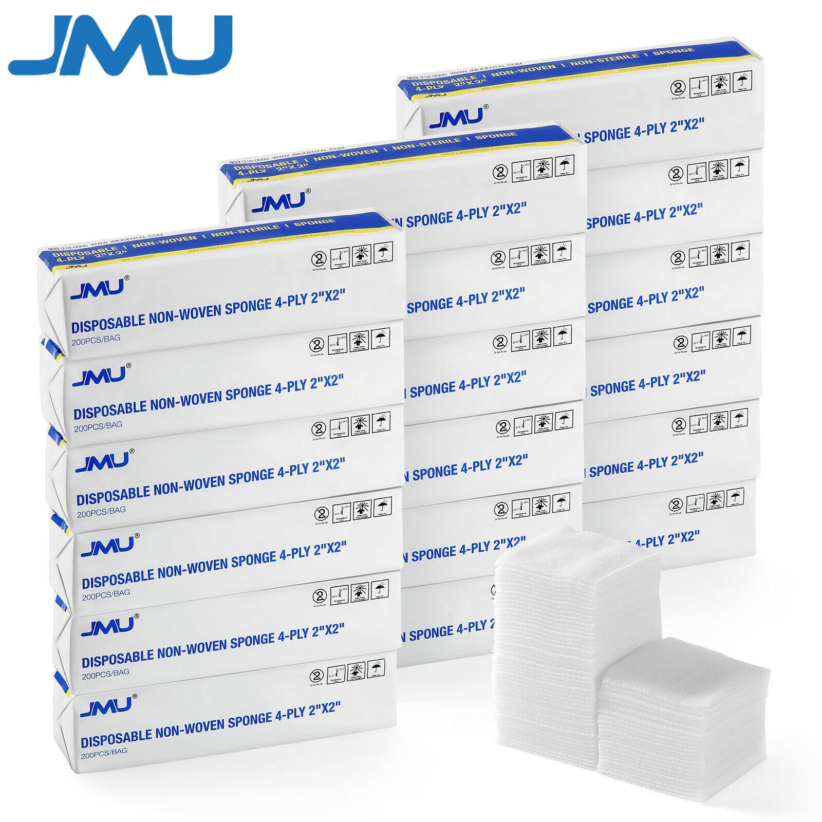 5000 2"x2" Medical Gauze Pad Non Woven Sponges 4-Ply JMU Dental FDA Approved