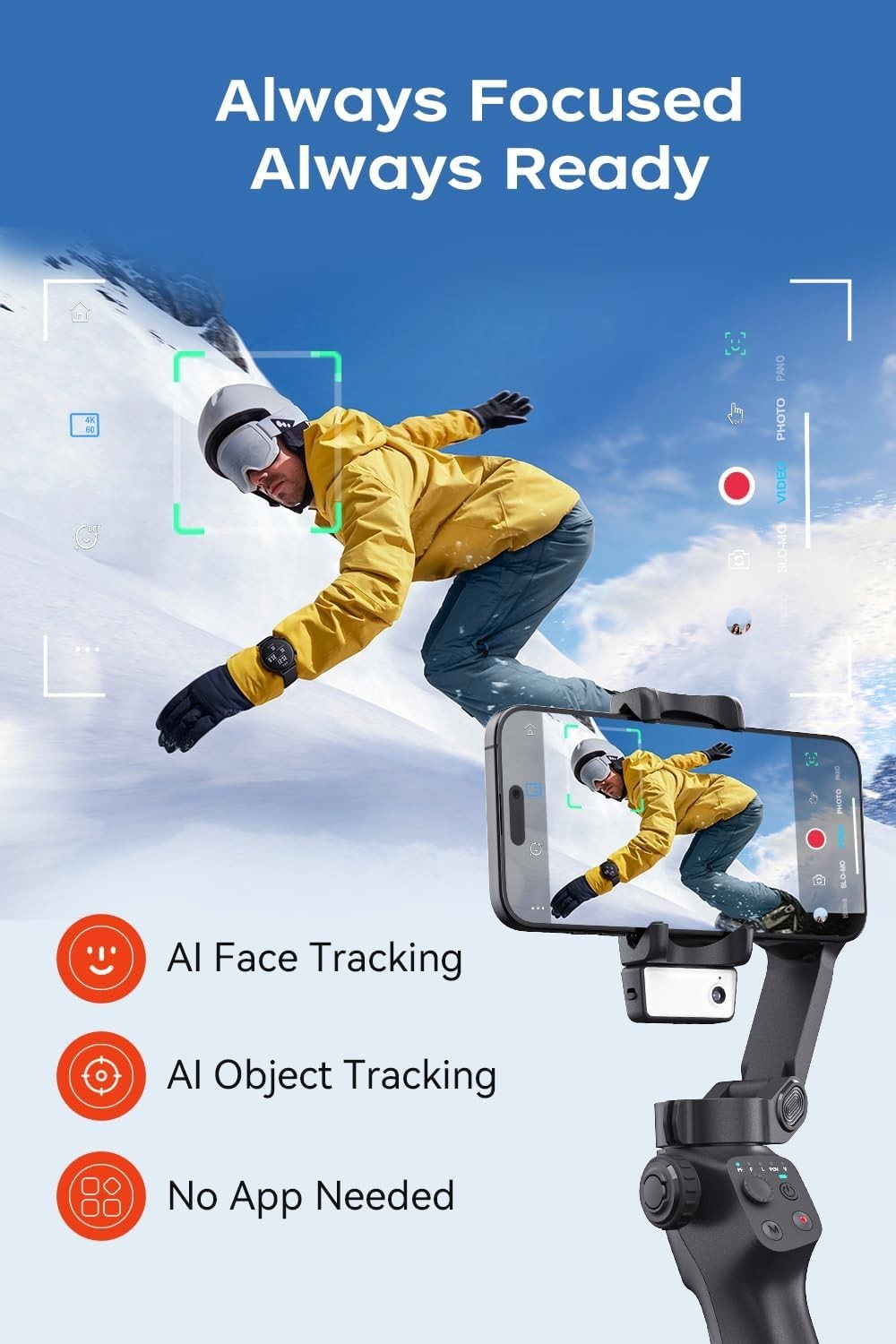 FUNSNAP CM8 Gimbal Stabilizer for iPhone Android, 3-Axis Phone Gimbal