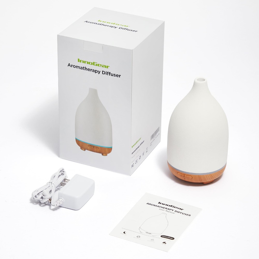 InnoGear Oil Diffuser, 150ML Ceramic Diffuser for Essential Medium, White