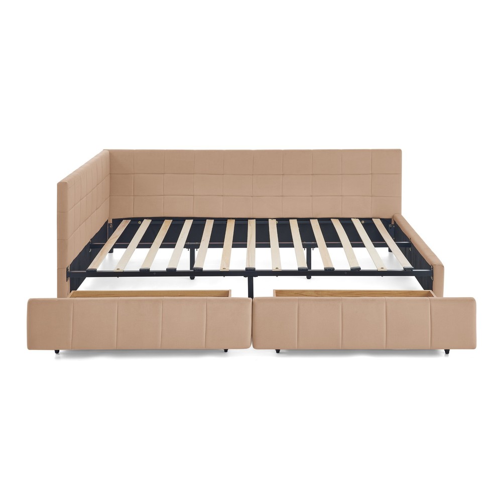 Queen Size Storage Upholstered Tufted Bed Frame, Sofa Bed Frame with Comfortab