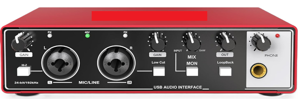 USB Audio Interface for Beginners 24Bit/192kHz 48V Phantom Plug&Play Recording