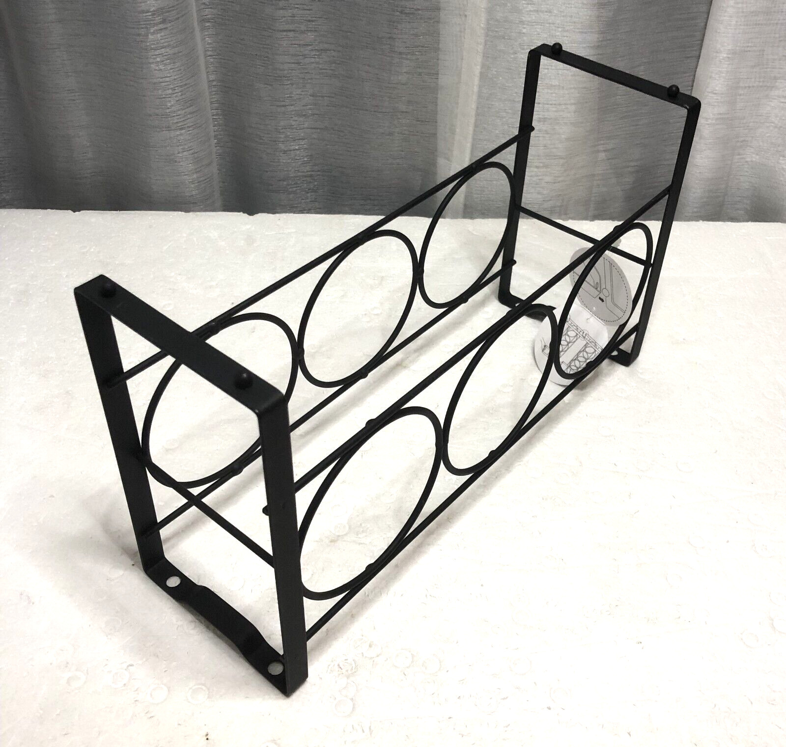 3 Bottle Countertop Wall Mount or Table Top Elegant Iron Wine Rack Black 7x12x4"