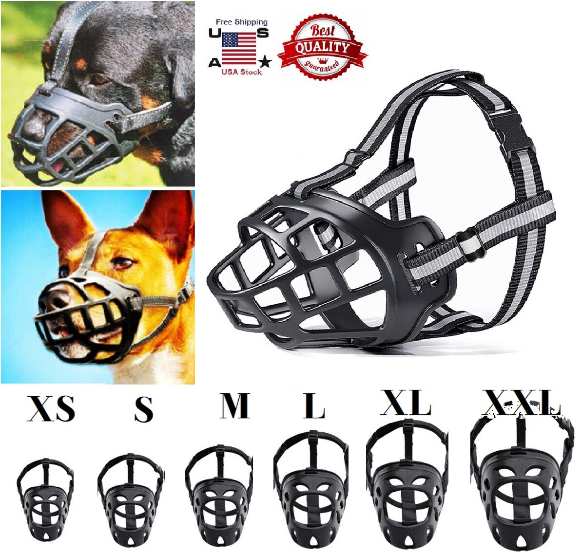 Adjustable Pet Dog No Bite Muzzle Cage Mouth Mesh Cover For XS S M L XL XXL USA
