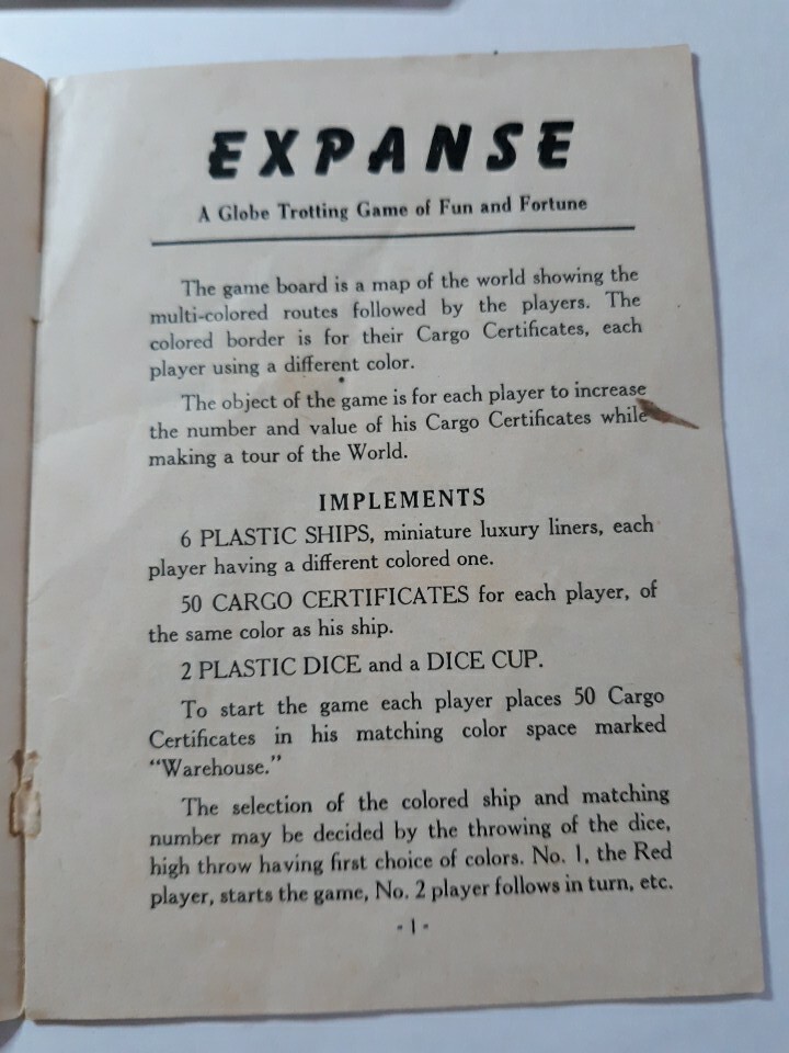 1949 Milton Bradley Expanse Instruction Booklet ONLY