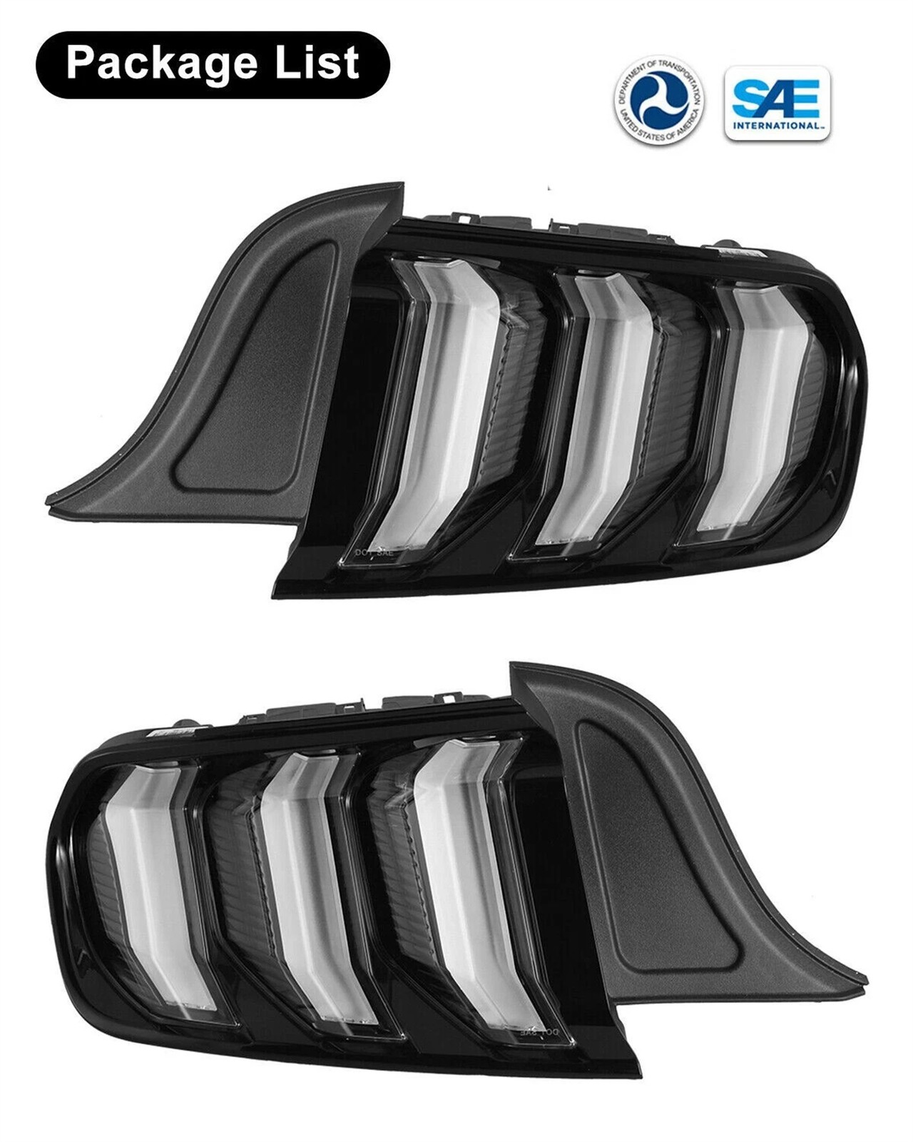 Set LED Tail lights For 2015-2022 Ford Mustang Euro Style w/ Sequential Signals