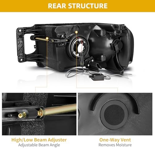 Headlight Assembly for 1994-2002 Dodge Ram Headlight Black Housing without Drl